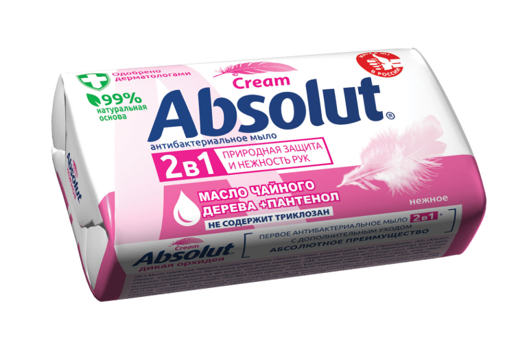 Мыло антибактериальное Absolut "Нежное", 90 гр