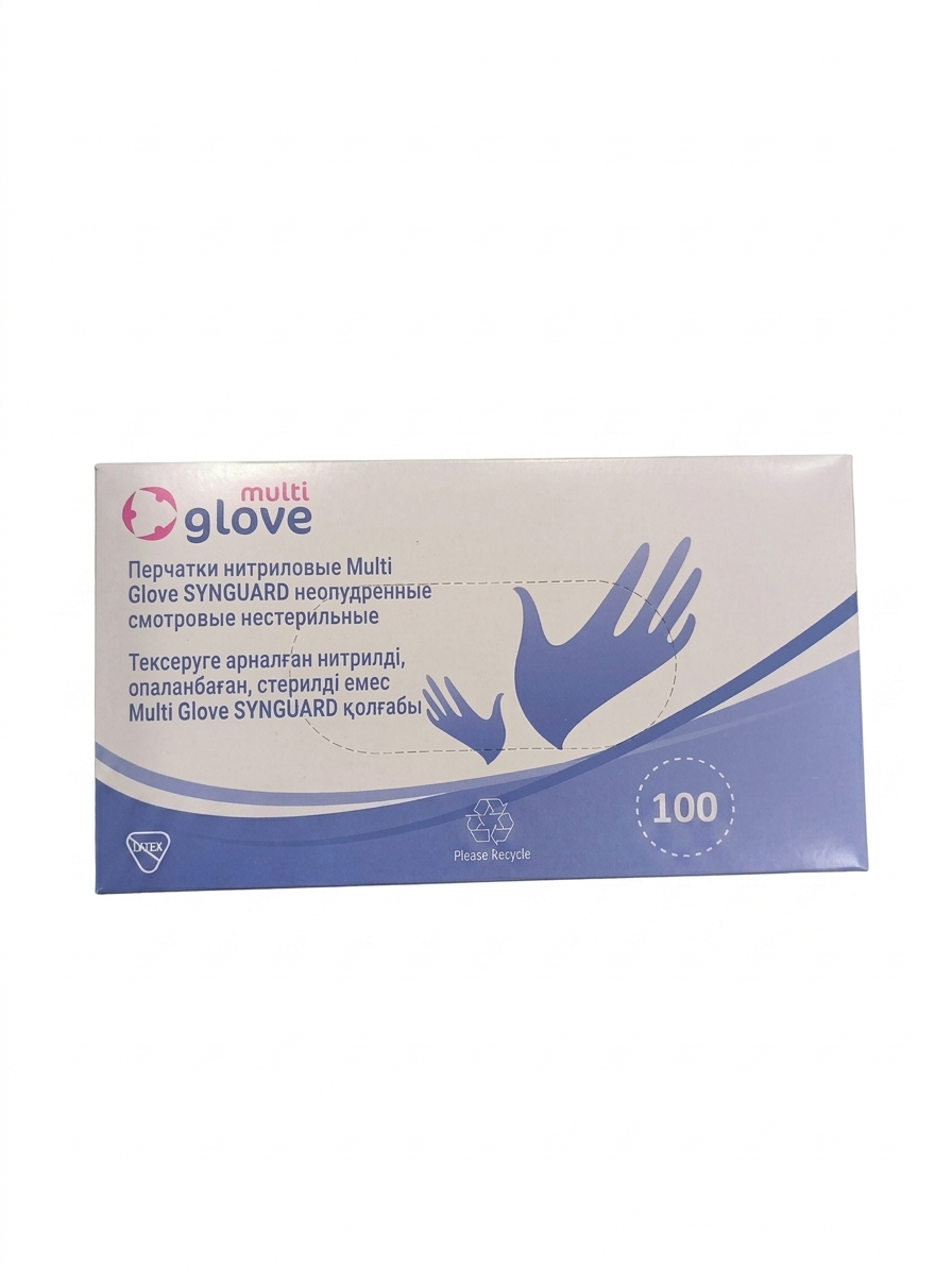 Перчатки нитрил MultiGlove сиреневые, неопудренные, размер L 100шт в упак